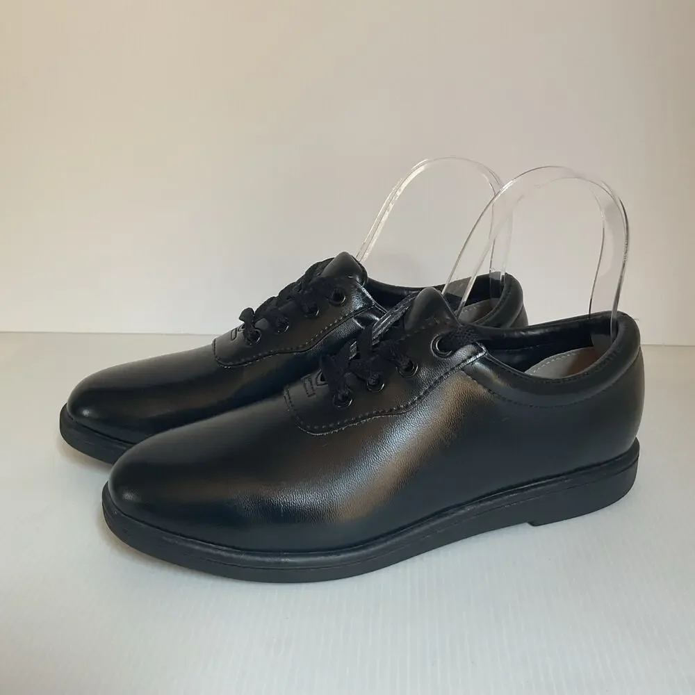 Dinkles Kids Black Dress Shoes Oxford Uniform School Shoes Size 3.5 Youth